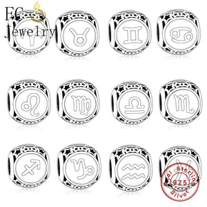 925 Silver Scorpio Zodiac Star Charms Bracelet Beads