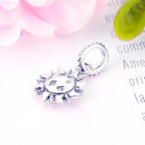 925 Silver Sunflower CZ Pendant Bead for Charm Bracelet