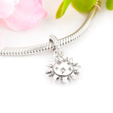 925 Silver Sunflower CZ Pendant Bead for Charm Bracelet