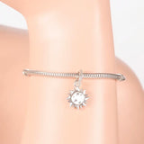 925 Silver Sunflower CZ Pendant Bead for Charm Bracelet