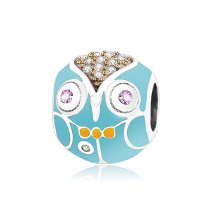 925 Silver Owl Charm Bracelet Zirconia Eye Bead Christmas Berloque