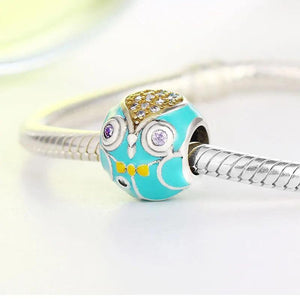 925 Silver Owl Charm Bracelet Zirconia Eye Bead Christmas Berloque