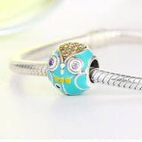 925 Silver Owl Charm Bracelet Zirconia Eye Bead Christmas Berloque