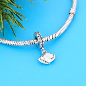 925 Silver Couple Heart Forever & Always Charm Bead