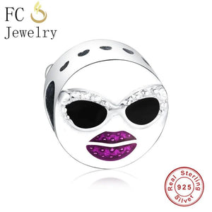 Real 925 Silver Purple Lips Sunglass Bead Berloque