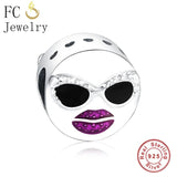 Real 925 Silver Purple Lips Sunglass Bead Berloque