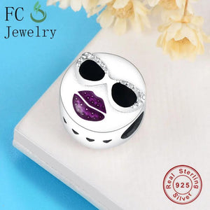 Real 925 Silver Purple Lips Sunglass Bead Berloque