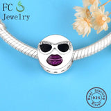 Real 925 Silver Purple Lips Sunglass Bead Berloque