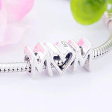 Sterling Silver Mom Script Bead for Charm Bracelet Bangle