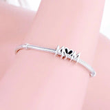 Sterling Silver Mom Script Bead for Charm Bracelet Bangle