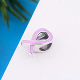 925 Silver Pink Ribbon Breast Cancer Awareness Charm for Bracelet