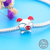 925 Silver Pig Red Enamel Bead Berloque Charm Bracelet