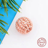 925 Silver Pan Charms Bracelet with Rose Stripe Bead