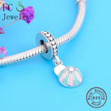 925 Silver Green Umbrella Square Hat Bead Bracelet Charms Pendant