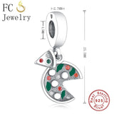 Pizza Enamel Charm Bracelet Bead 925 Silver Autumn Food Berloque