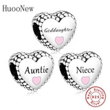 925 Sterling Silver Heart Family Charm Bracelet for Auntie Niece Goddaughter