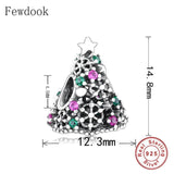 925 Silver Christmas Tree Snowflake Bead Charm Bracelet