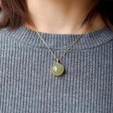Natural Hetian Jade Round Openable Necklace Pendant Charm