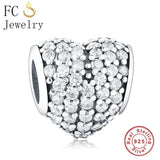 925 Silver Love Heart & Zirconia Crystal Beads Berloque