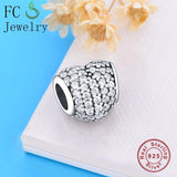 925 Silver Love Heart & Zirconia Crystal Beads Berloque