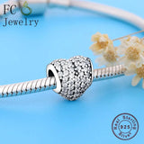 925 Silver Love Heart & Zirconia Crystal Beads Berloque