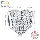 925 Silver Love Heart & Zirconia Crystal Beads Berloque