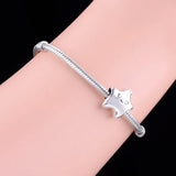 925 Sterling Silver Star Smile Face Bead Charm Bracelet Jewelry