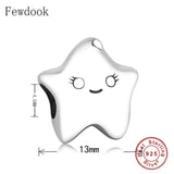 925 Sterling Silver Star Smile Face Bead Charm Bracelet Jewelry