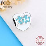 925 Silver Green Enamel Heart Bead for Bracelet