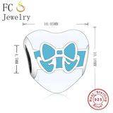 925 Silver Green Enamel Heart Bead for Bracelet