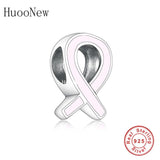 925 Silver Pink Ribbon Breast Cancer Awareness Bead for Bracelet