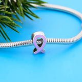 925 Silver Pink Ribbon Breast Cancer Awareness Bead for Bracelet