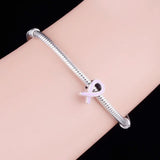 925 Silver Pink Ribbon Breast Cancer Awareness Bead for Bracelet