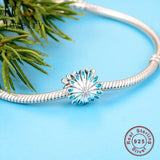 925 Silver Daisy Flower Charm Bracelet Enamel Bead Spring Berloque