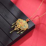 Hetian Jade Butterfly Pendant Necklace Ancient Craft Jewelry