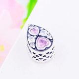 925 Silver Tear Drop Pink Heart Bead for Pan Charm Bracelet