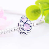 925 Silver Tear Drop Pink Heart Bead for Pan Charm Bracelet