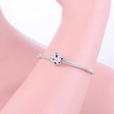 Pink Enamel Flower Cherry Blossoms CZ Bead for Charm Bracelet