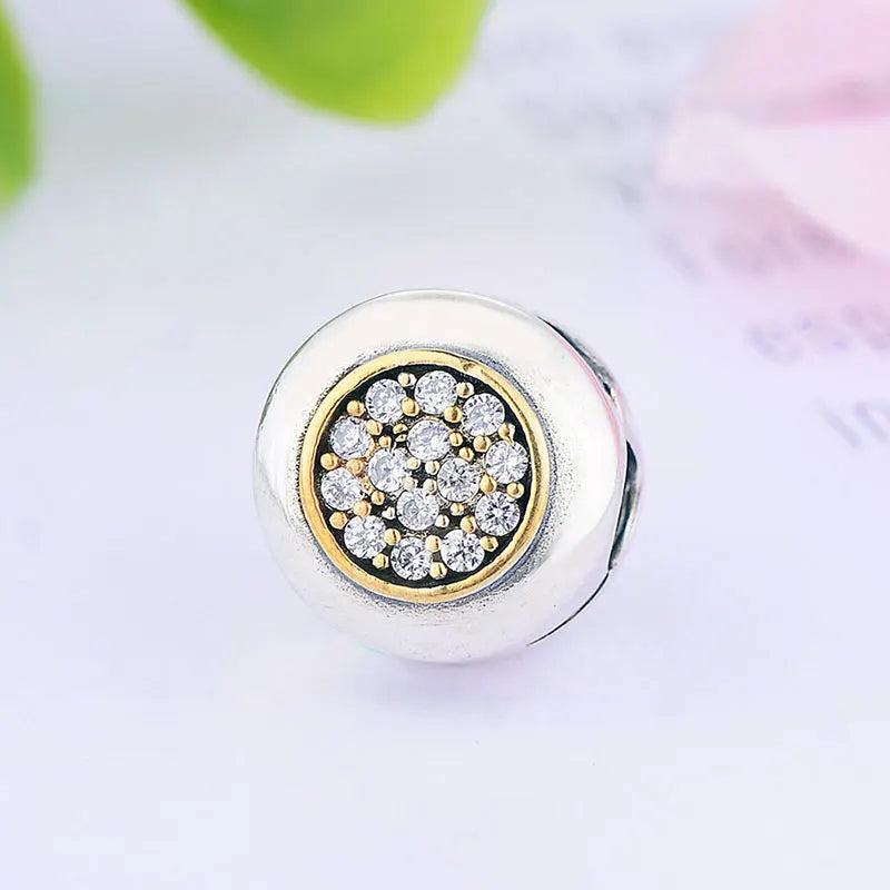 925 Silver Cake Crystal Stopper Clips Bead Pan Charm Bracelet DIY
