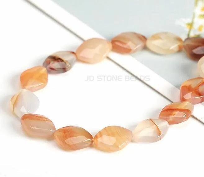 Red Agate Quartz Faceted Rhombic Beads for Jewelry Making