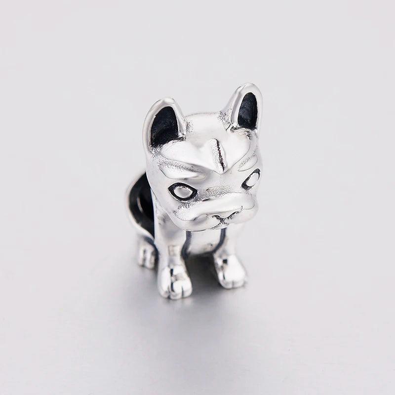 925 Silver French Bulldog Dog Paw Charm Bracelet - Women