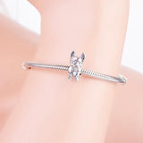 925 Silver French Bulldog Dog Paw Charm Bracelet - Women