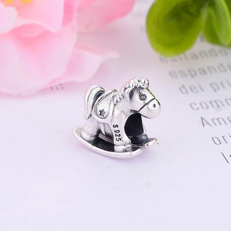Unicorn Rocking Horse Bead Fit Pan Charm Bracelet 925 Silver