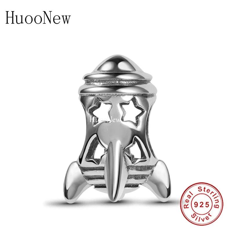 925 Silver Rocket Carry Dreams To Space Bead