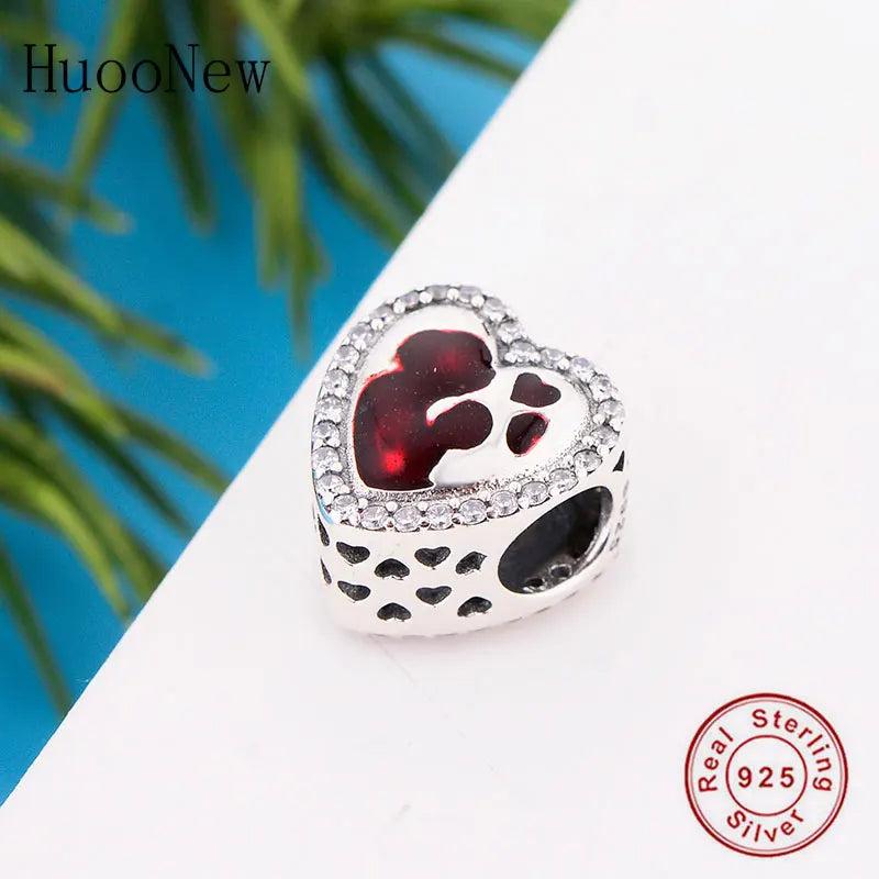 925 Silver Mother's Love Baby Girl Love Heart Charm Bracelet Bead
