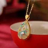 Hetian jade Water droplet pendant necklace
