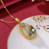 Hetian jade Water droplet pendant necklace