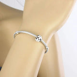 925 Silver Flower Bead Charm Bracelet for Women