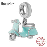 925 Silver Green Motorcycle Bike Charm for Bracelet Making