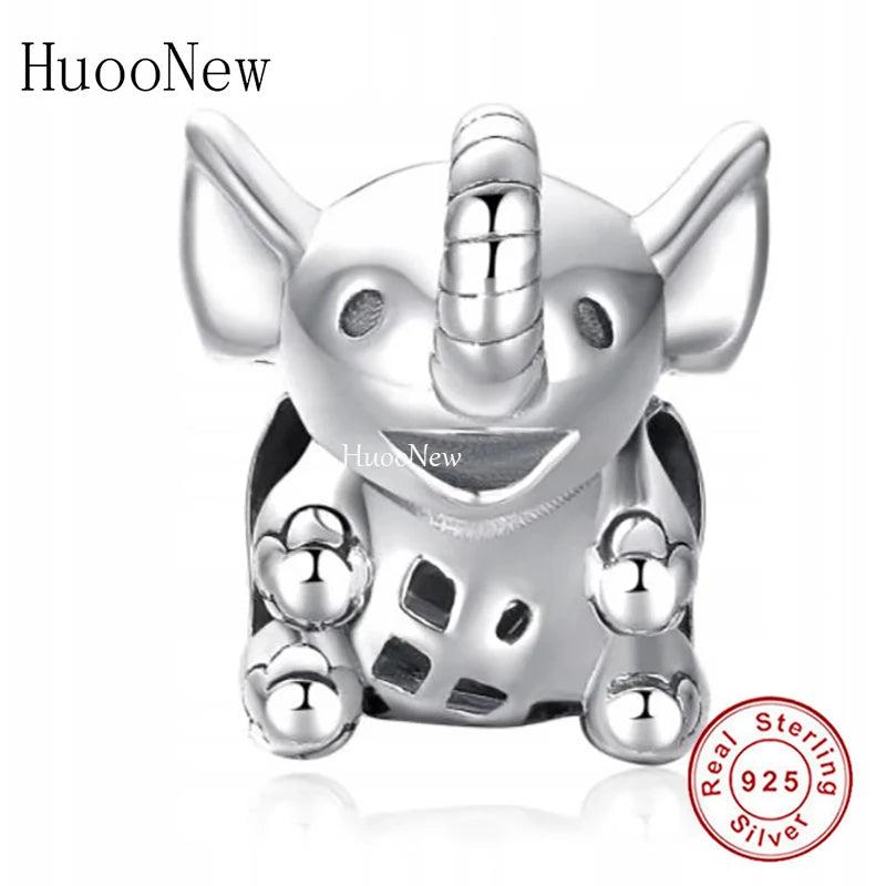 925 Sterling Silver Elephant Bead Charm for Bracelet Making
